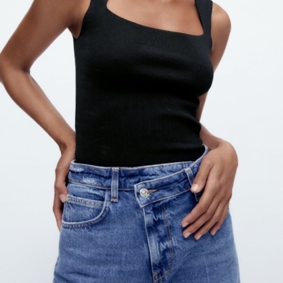 Zara Crossover Waist Extra High Rise Wide Leg Z1975 Full Length Tailor Jeans - Picture 3 of 10